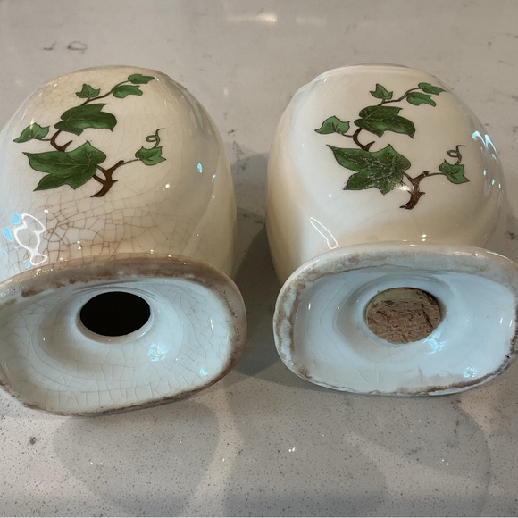 Vintage Harker Ivy Salt & Pepper Shakers 5” Tall Crazing & Chips on Top of Salt - Picture 9 of 9